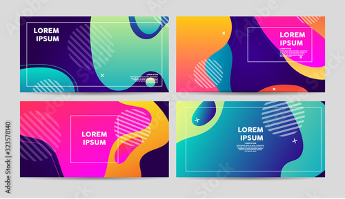 Flyers template  with bright liquid shapes. Trendy, colourful vector illustration. .
