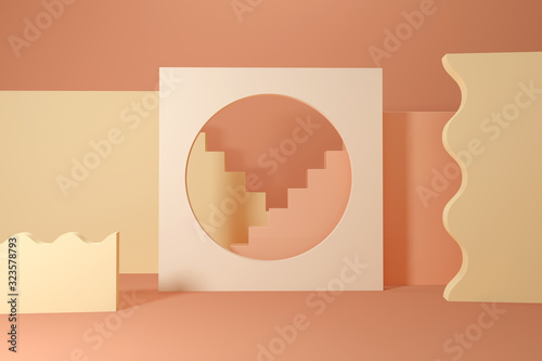 3d rendering background, minimal abstract geometric forms & scene