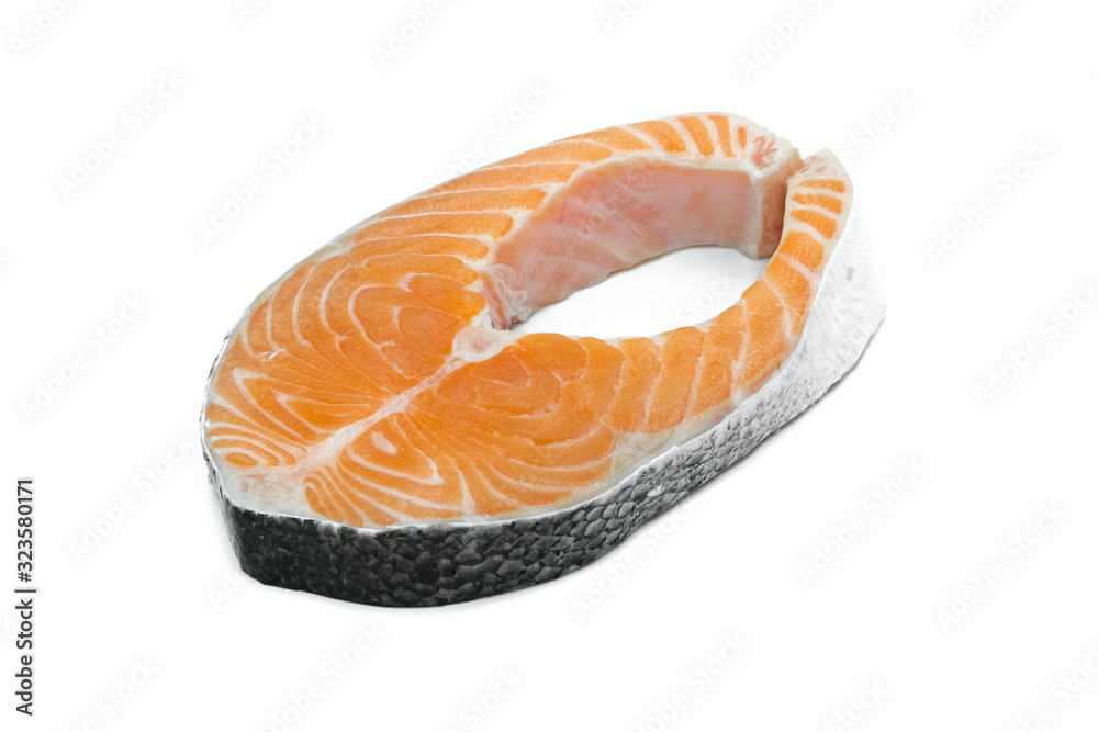 Salmon fish health food and seafood isolated on white background
