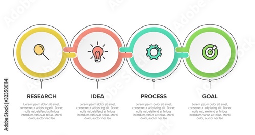Infographic design with icons and 4 options or steps. Thin line vector. Infographics business concept. Can be used for info graphics, flow charts, presentations, web sites, banners, printed materials.