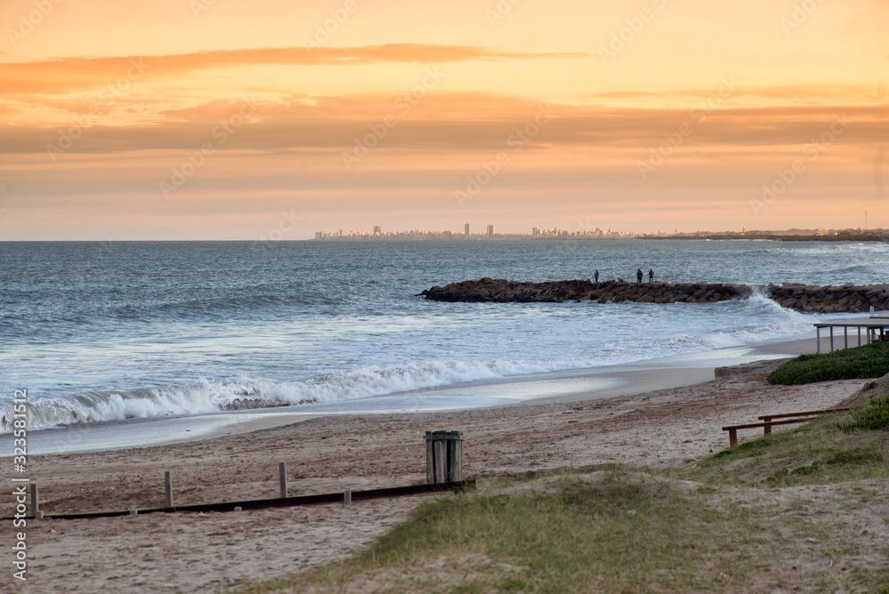 Sunset Mar del Plata beaches , buenos aires , argentina 