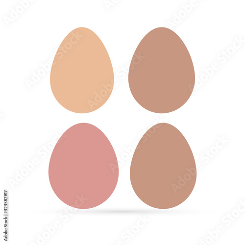 Easter eggs stickers icons isolated on white. Vector Illustration. Set of eggs with different color. Food collection