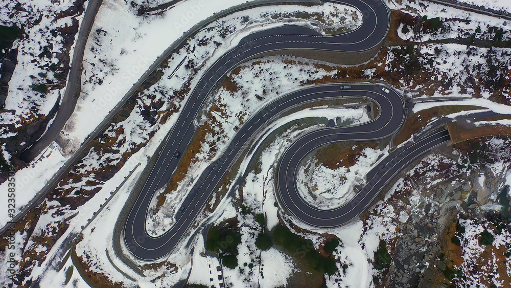 Wonderful snowy winter landscape in the Alps - aerial view - travel photography Wonderful snowy winter landscape in the Alps - aerial view - travel photography