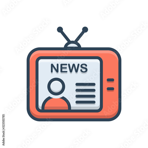 Color illustration icon for news broadcast 