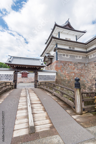 Gate and entrance of historical landmark Kanazawa Castle, Japan