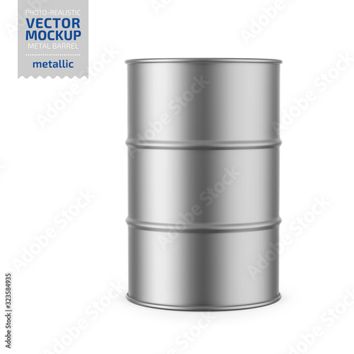 Fotografia Gray metallic barrel mockup template.