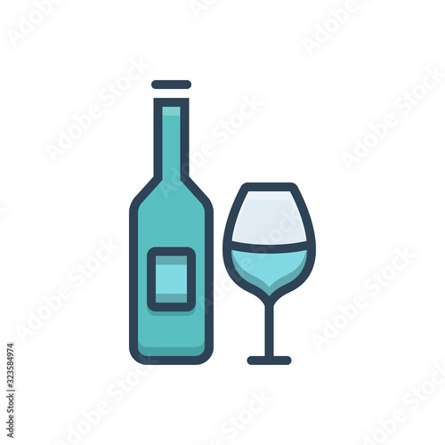 Color illustration icon for beverage wine 