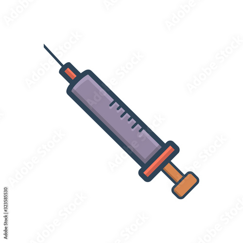 Color illustration icon for syringe injection 