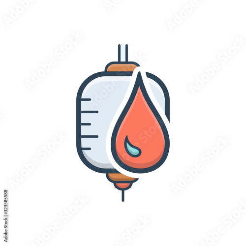 Color illustration icon for blood bag 
