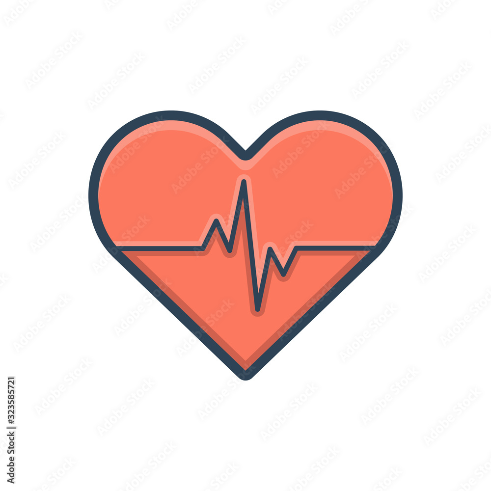 Color illustration icon for heart ECG 