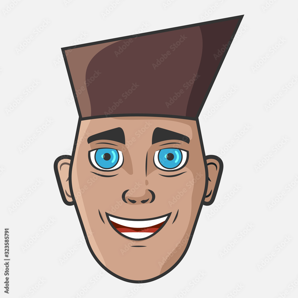 Character for your project. Cartoon vector illustration design. The man with brown hair. Portrait of smiling man. Character for your project. Cartoon vector illustration design. The man with brown hair. Portrait of smiling man.