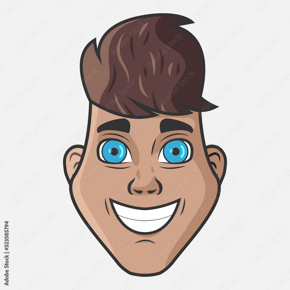 Character for your project. Cartoon vector illustration design. The man with brown hair. Portrait of smiling man. Character for your project. Cartoon vector illustration design. The man with brown hair. Portrait of smiling man.