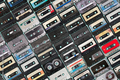 Fotobehang collection of retro audio tapes