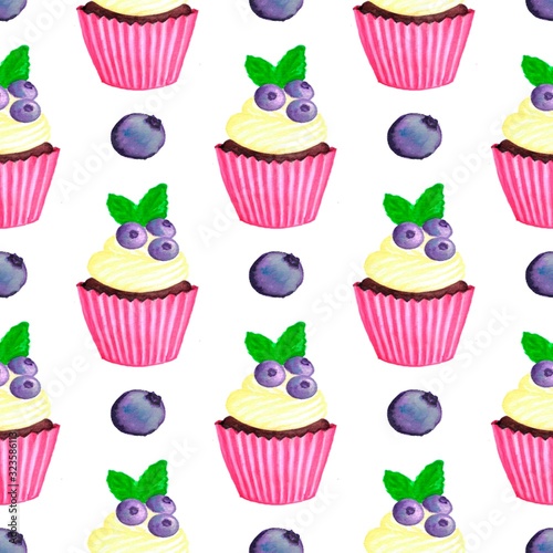 with blueberry cupcake pattern. Nice dessert print