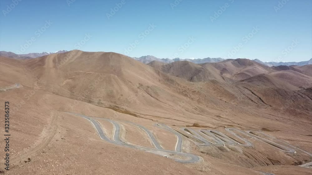 Aerial View of Winding Highway through Himalayan Mountains 4K