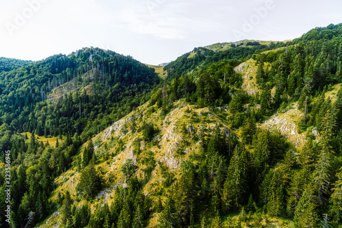 Montenegro mountains helicopter aerial view