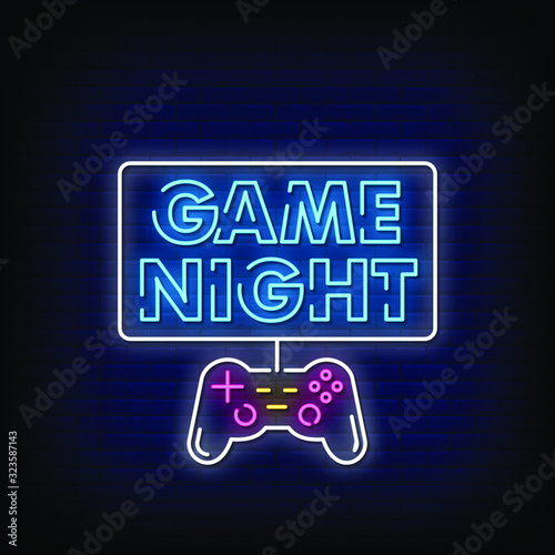 Game Night Neon Signs Style Text Vector