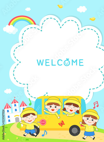 Happy nursery design background illustration