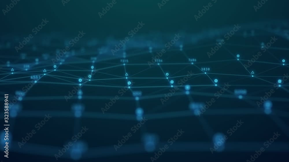 abstract plexus geometry data background connecting technology concept digital communication network moving line and dot