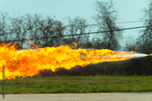 Flamethrower in action. Flamethrower operational test photo