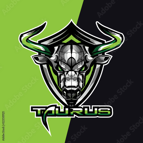 taurus zodiac, bull, buffalo esport gaming mascot logo template, suitable for your team, business, and personal branding