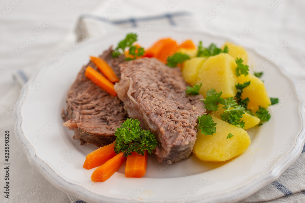 Prime boiled beef with root vegetables, Viennese Tafelspitz Prime boiled beef with root vegetables, Viennese Tafelspitz