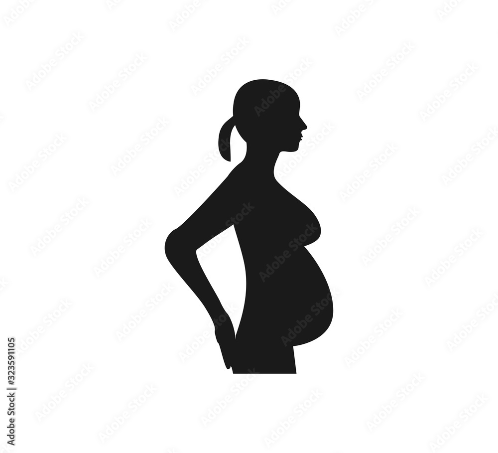 Woman Pregnant, silhouette icon. Vector illustration. Flat. Woman Pregnant, silhouette icon. Vector illustration. Flat.