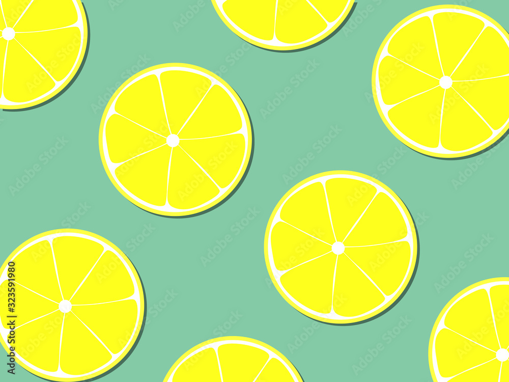 Illustrated vintage pattern with lemon slices.