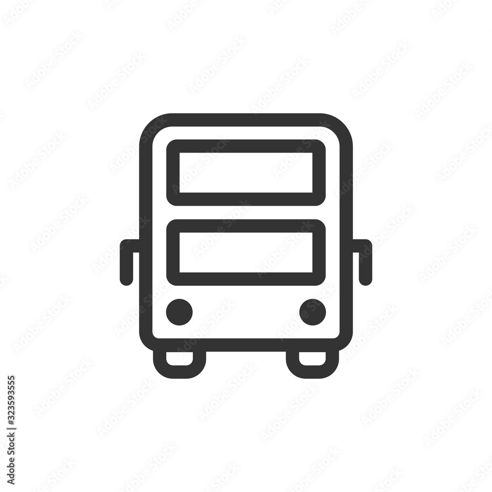 Double-decker bus front view vector outline style icon. Marking of public transport stops. Double-decker bus front view vector outline style icon. Marking of public transport stops.