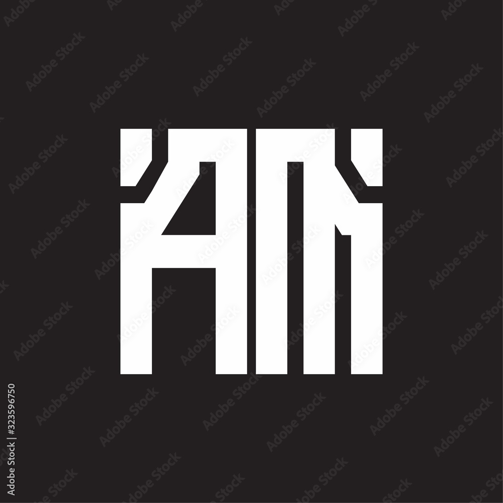 AM Logo with squere shape design template AM Logo with squere shape design template