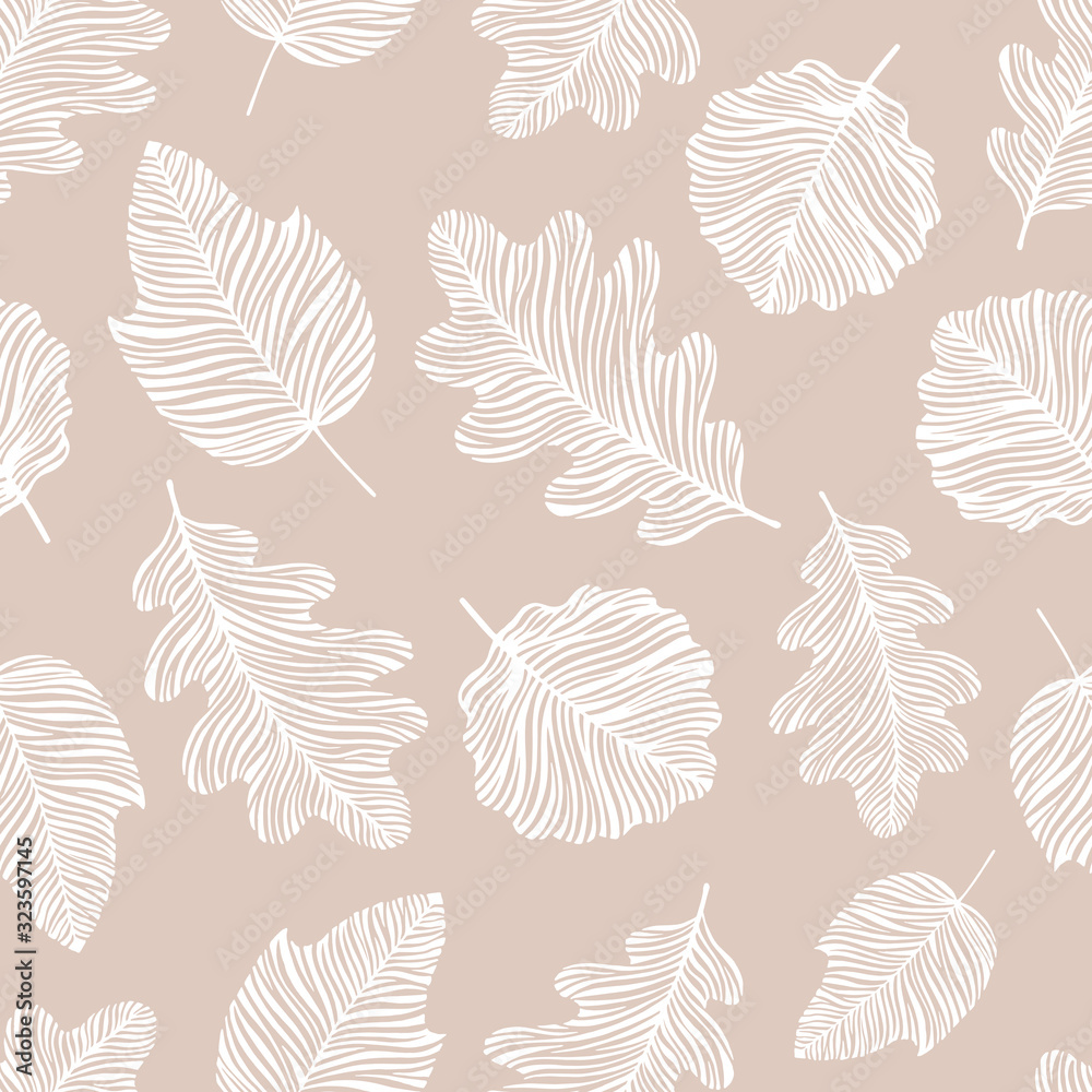 Seamless pattern with exotic leaves. Seamless pattern with exotic leaves.