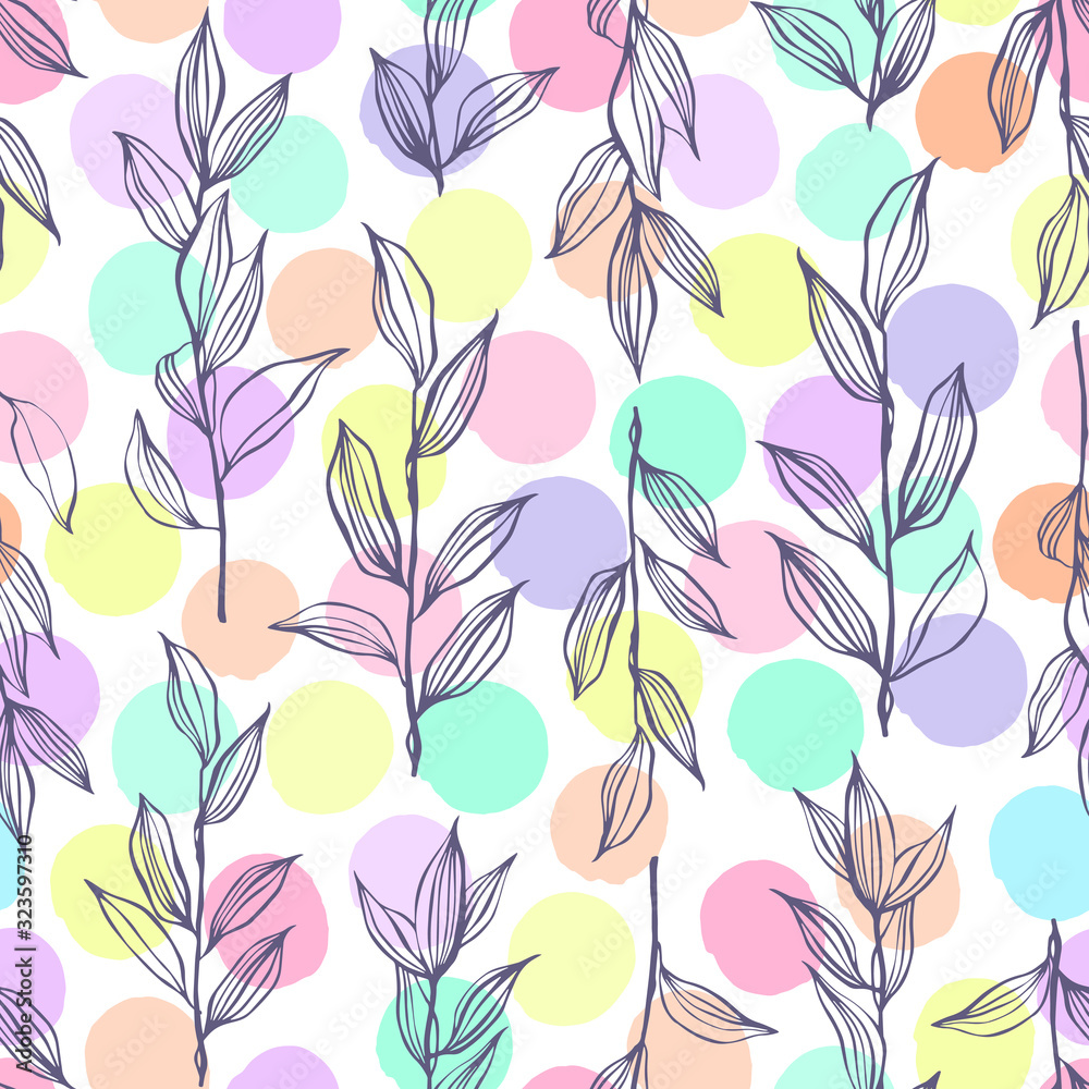 Seamless pattern with hand drawn branches. Seamless pattern with hand drawn branches.