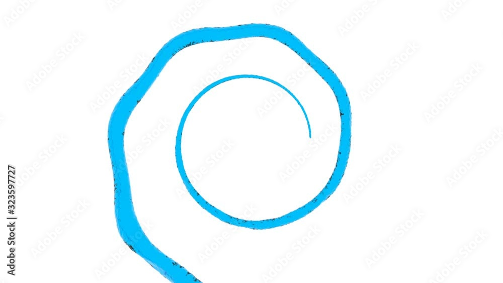A trickle of blue liquid rotates and creates a spiral on a white background. A trickle of blue liquid rotates and creates a spiral on a white background.