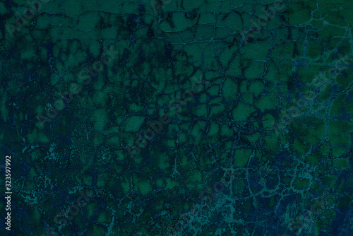 Canvas-taulu fantastic turquoise painted wall with cracks and peeling paint flakes