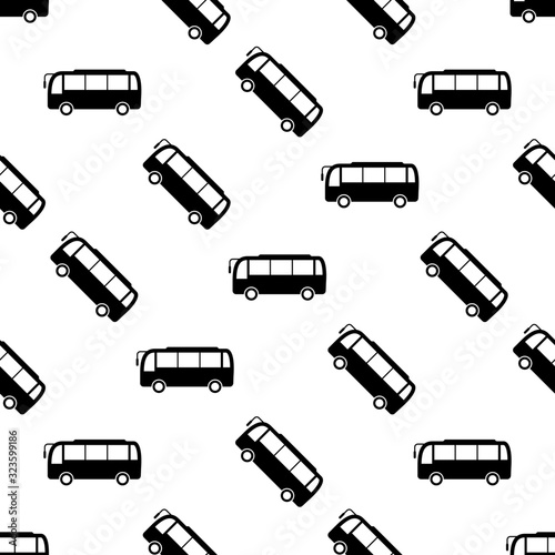 Bus Icon Seamless Pattern, Bus