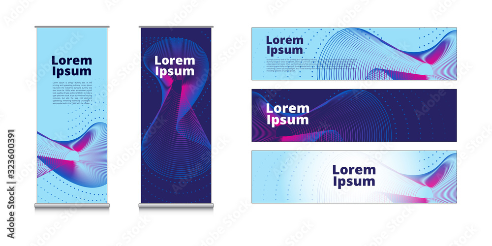Business Roll Up Standy Design Banner Abstract blue line Background vector design template