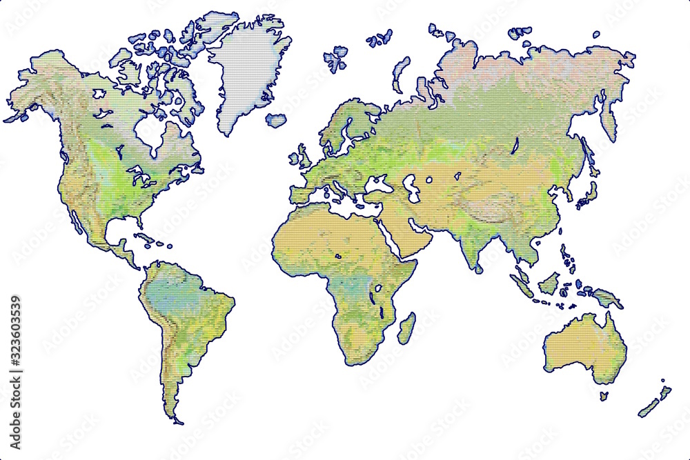 relief map of the world