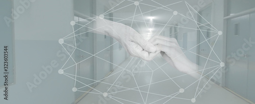 Hand 2 hands with different skin.