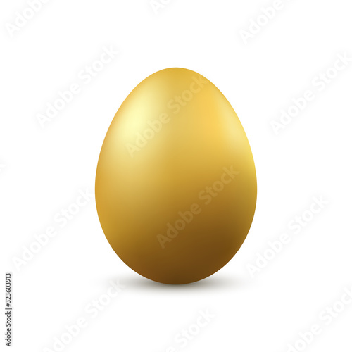 Vector golden Easter egg isolated on white background.