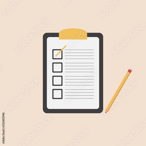 clipboard paper with pencil icon symbol for planning flat vector illustration