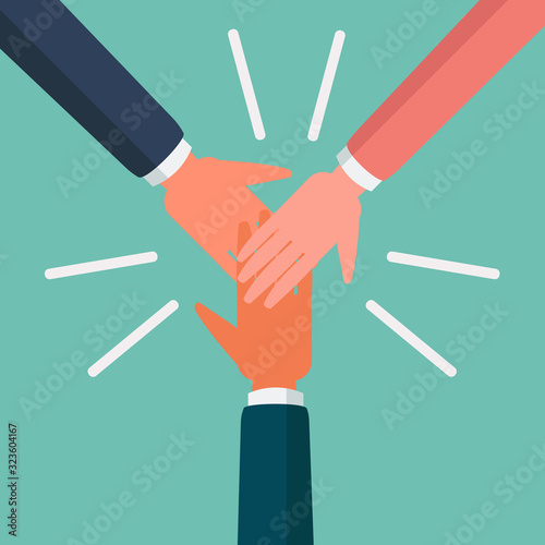 hand cooperate together symbol flat vector illustration