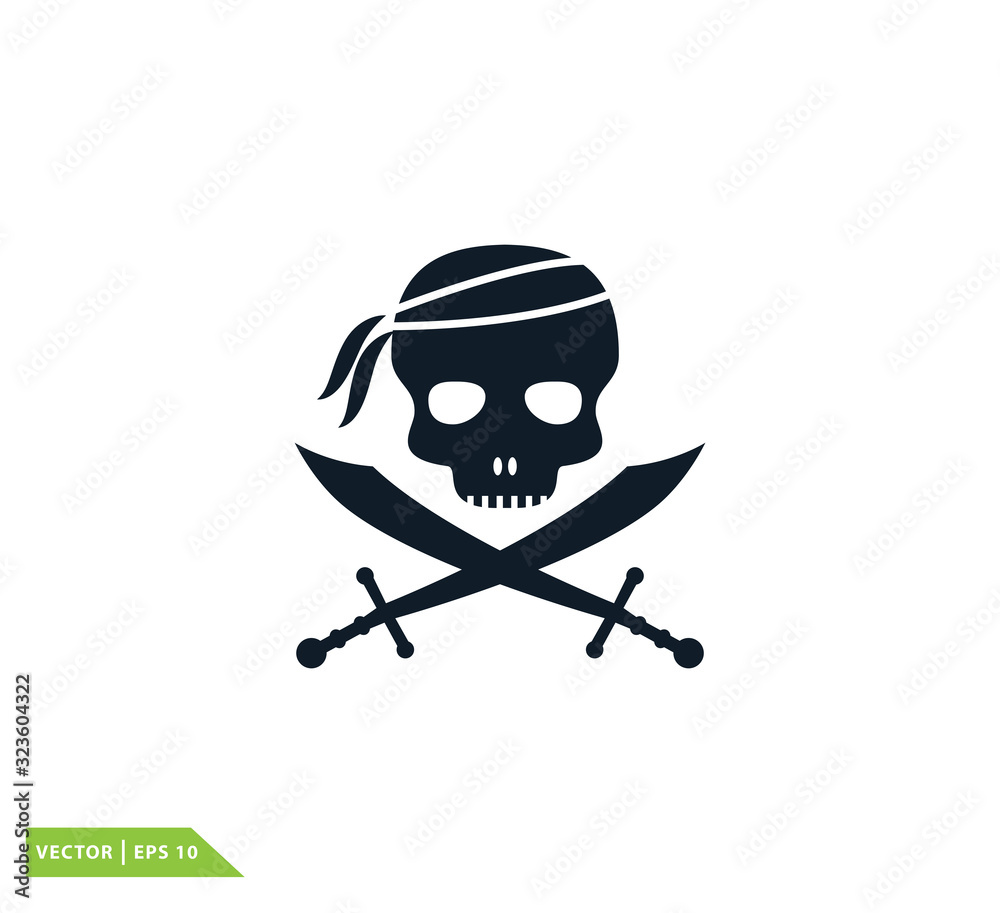 Fototapeta premium Pirate skull icon vector logo template