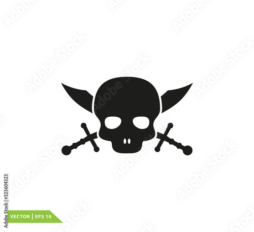 Pirate skull icon vector logo template