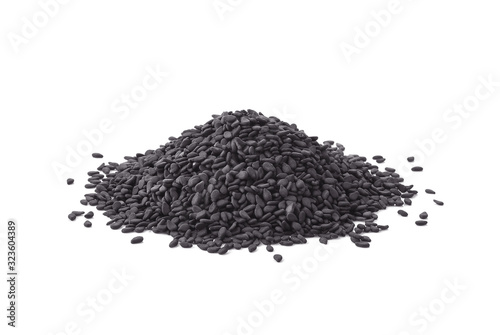 Black sesame seeds isolated on white background photo