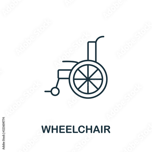 Wheelchair icon. Simple line element Wheelchair symbol for templates, web design and infographics