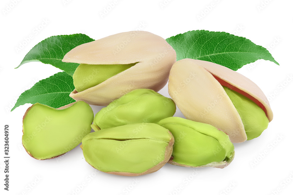 pistachio isolated on white background with clipping path and full depth of field