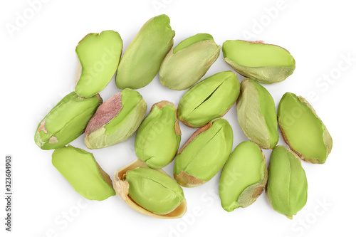 Wallpaper Mural peeled pistachio isolated on white background with clipping path and full depth of field. Top view. Flat lay Torontodigital.ca