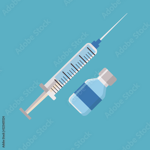 syringe with ampule icon symbol flat vector illustration