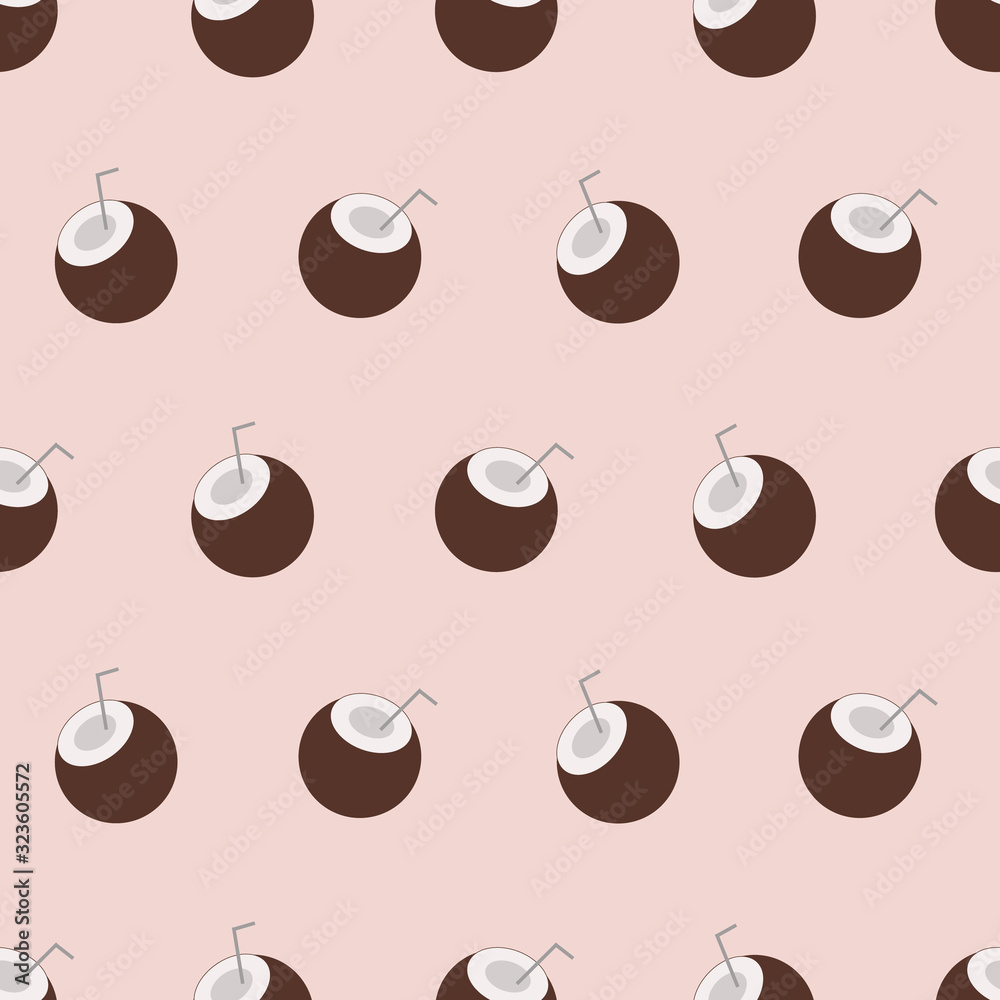 Obraz premium Seamless pattern with coconut cocktail. Vector illustration.