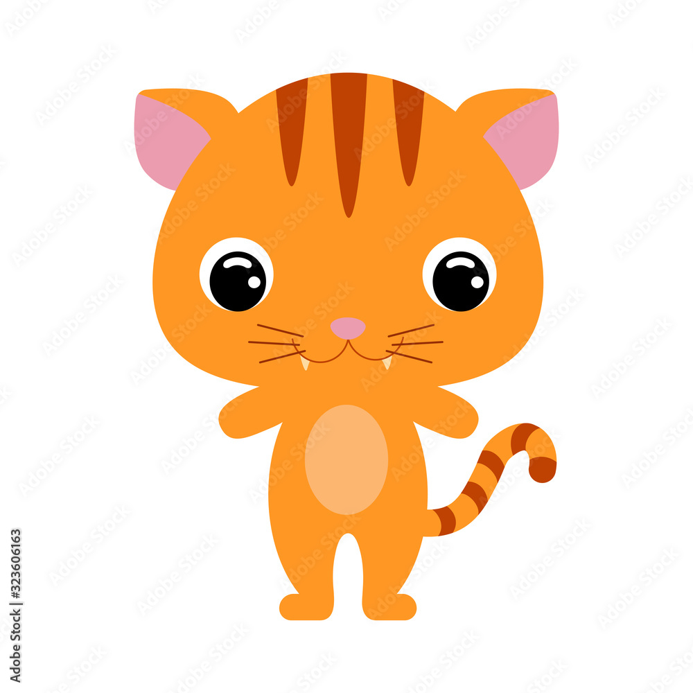 Cute baby cat. Domestic animal. Flat vector stock illustration on white background Cute baby cat. Domestic animal. Flat vector stock illustration on white background